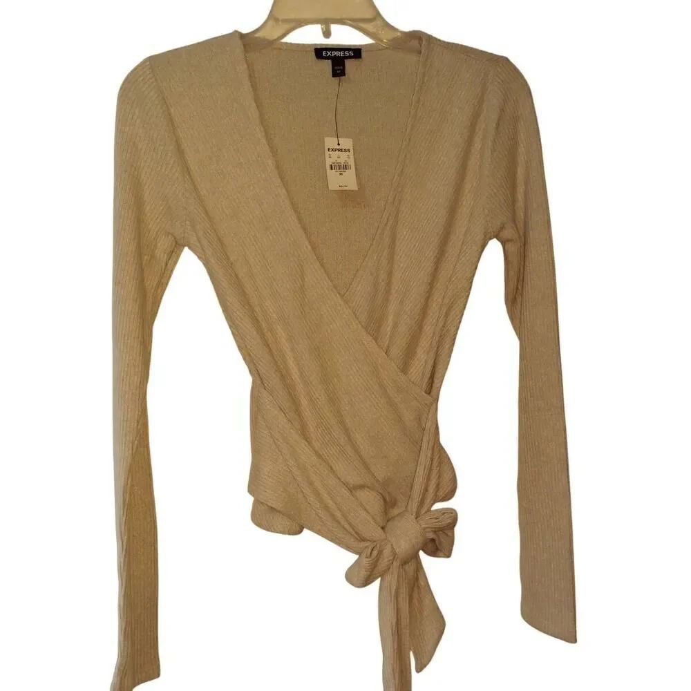 Express Women's Light Gray Long Sleeve Sweater - Size XS